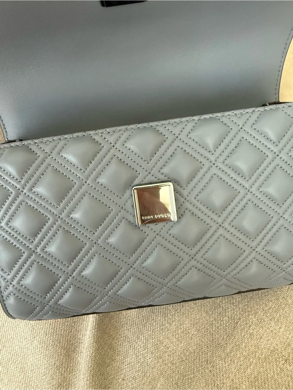 Tory Burch Quilted Leather Shoulder Bag in Cloud Blue